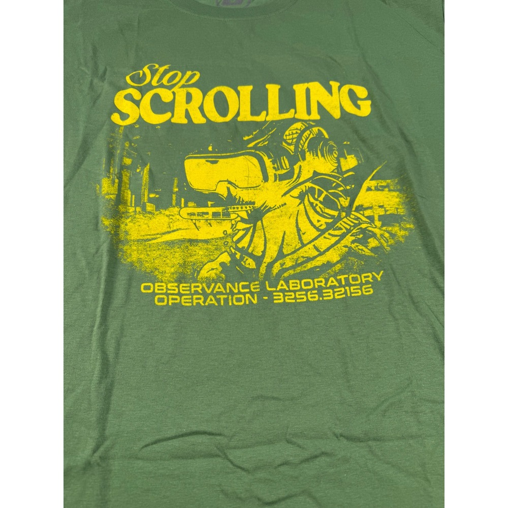 Corridor Digital Stop Scrolling Graphic Tee Green Mens XL VR Observance Lab